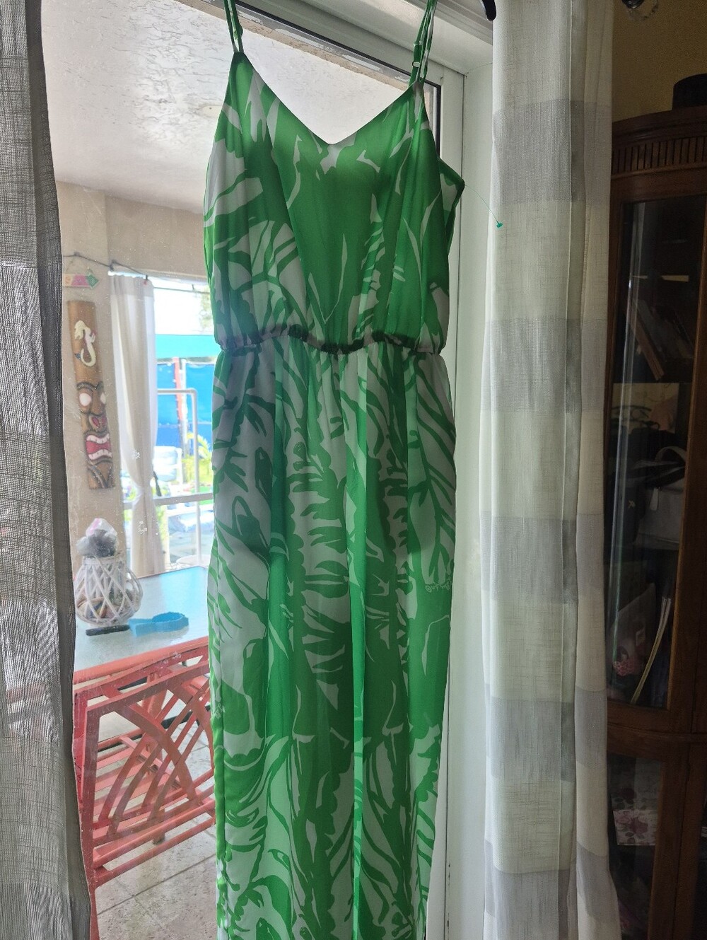 Lilly Pulitzer Green & White Printed Spaghetti-Strap Jumpsuit